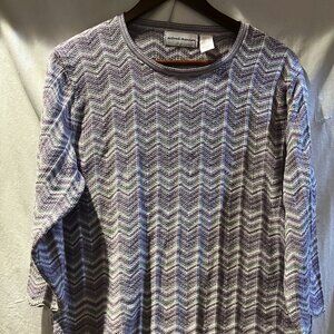 Alfred Dunner Blouse/Sweater Lavender Large 100% Acrylic 44"B x 24"L